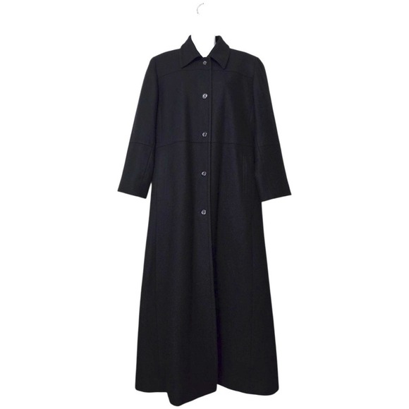Harve Benard Vintage Black Long A-Line Wool Blend Coat Sz 10 - Picture 2 of 16